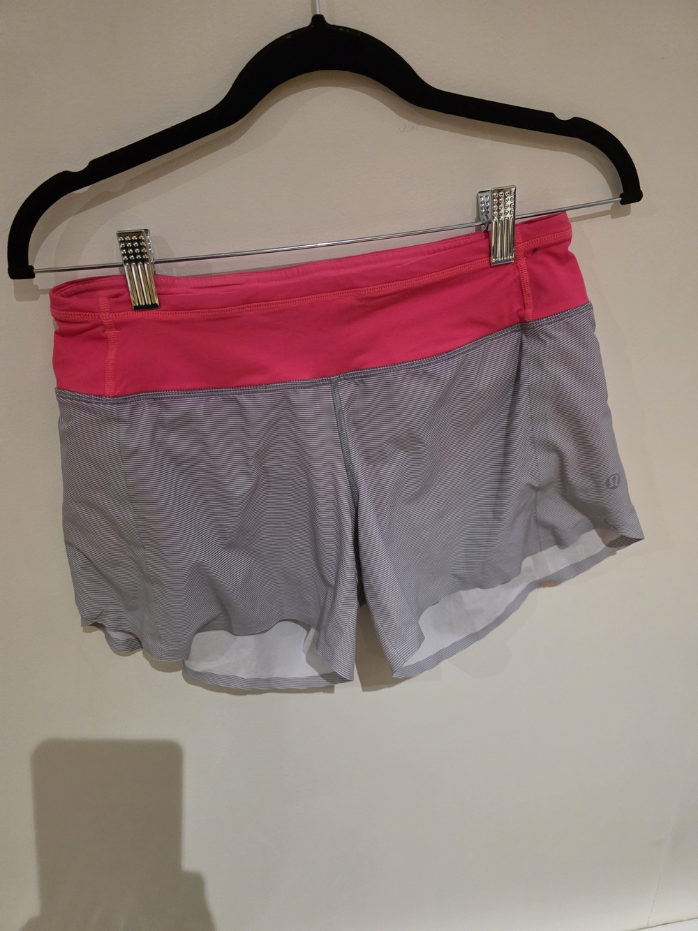 lululemon athletica Pink Waistband Gray Running Shorts